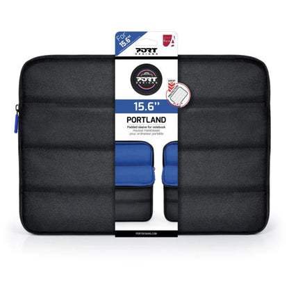 PORT Designs Portland Padded Sleeve for 15.6" Laptop Notebook Black/Blue 105220