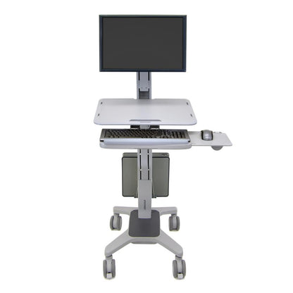 Ergotron WorkFit-C Height Adjustable Mobile Workstation PC Trolley Computer Cart Desk 24-198-055