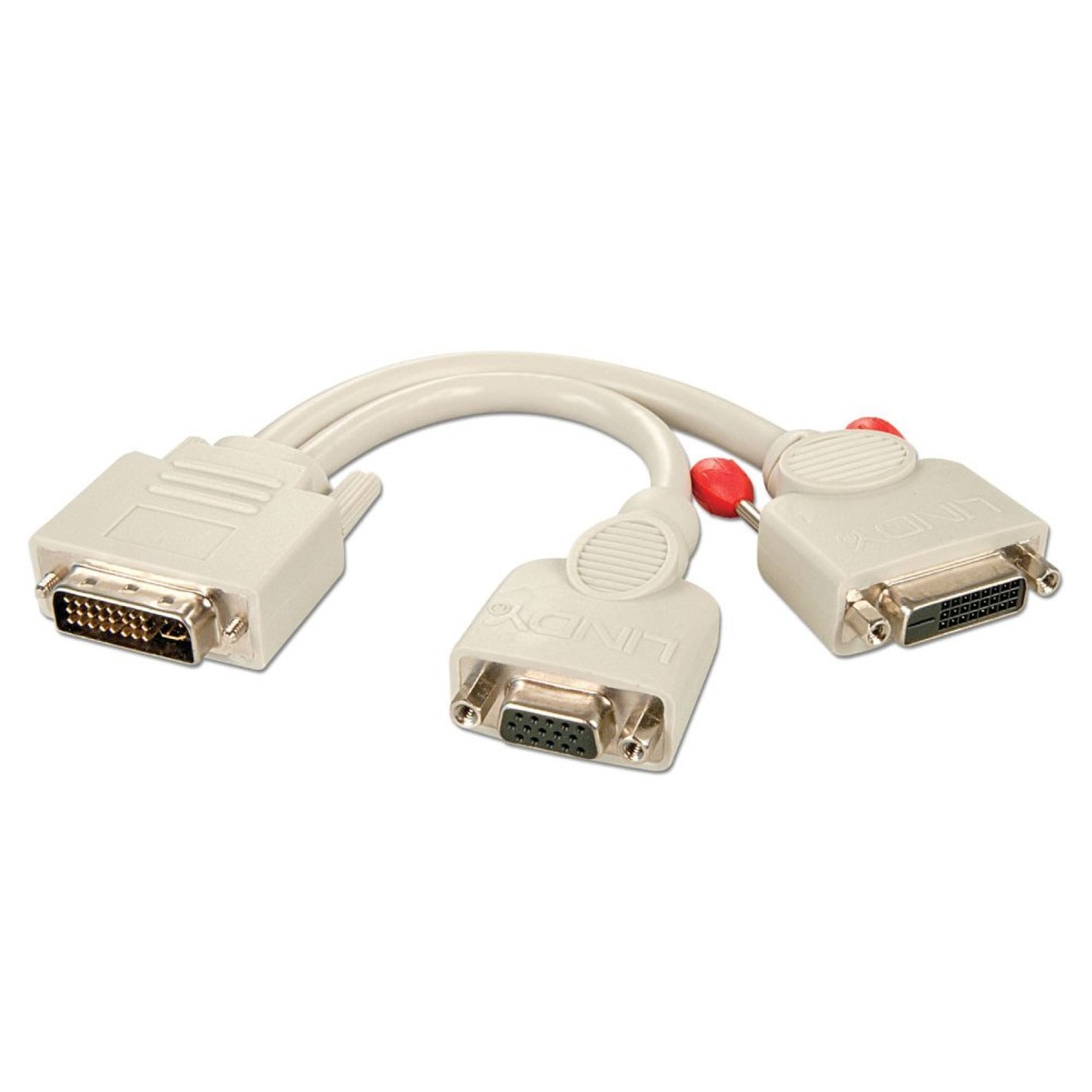 Lindy DVI-I Male to DVI-D Female + VGA Female Splitter Cable 0.2m White 41048