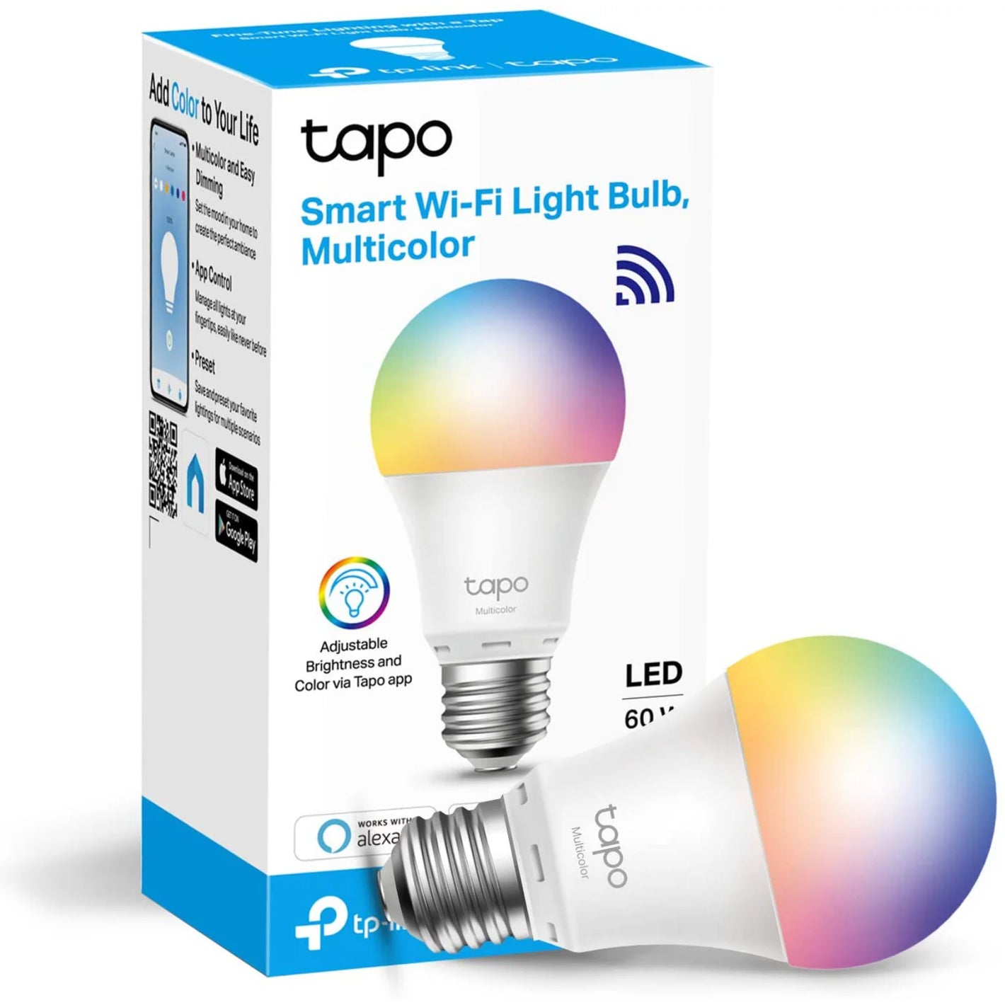 TP-Link Tapo L530E E27 LED Smart Wi-Fi Light Bulb Multicolour 806Lm 60W works with Alexa & Google Home