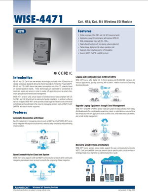 Advantech WISE-4471-UA NB-IoT/LTE-M Wireless Modular IoT Sensor Node (No I/O Modules)